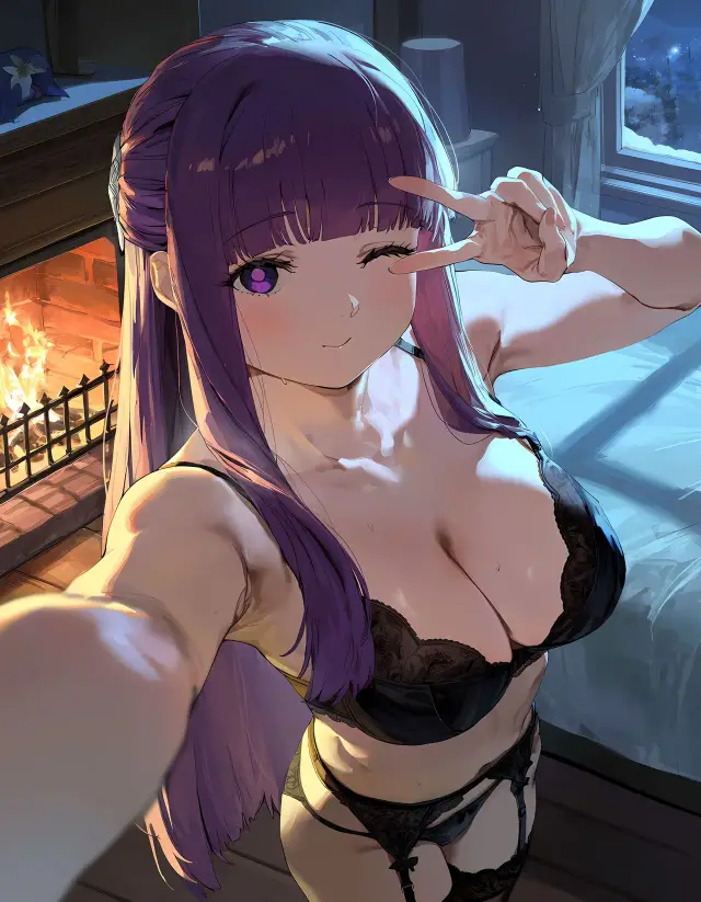Fern — Sousou no Frieren, planche 5. garter belt, lingerie, sole female, stockings, bald, dark skin