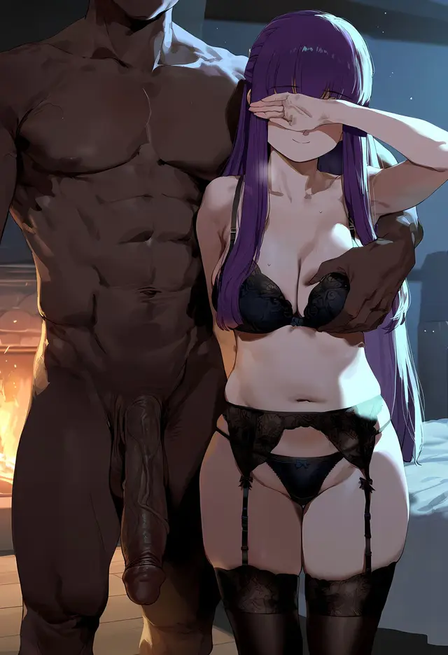 Fern — Sousou no Frieren, planche 22. garter belt, lingerie, sole female, stockings, bald, dark skin