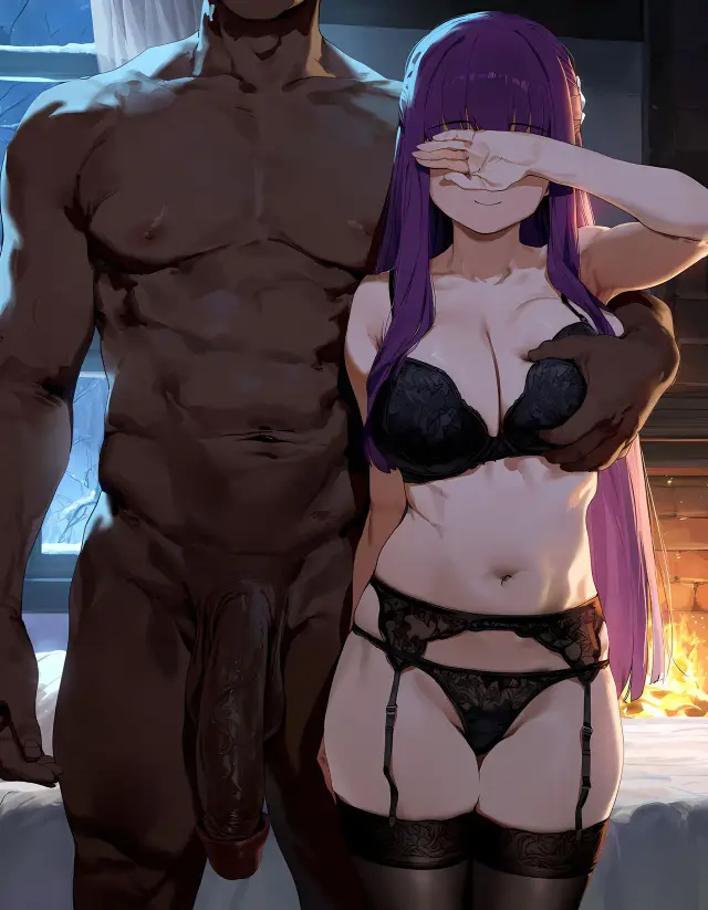 Fern — Sousou no Frieren, planche 24. garter belt, lingerie, sole female, stockings, bald, dark skin