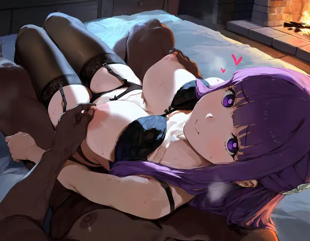 Fern — Sousou no Frieren, planche 29. garter belt, lingerie, sole female, stockings, bald, dark skin