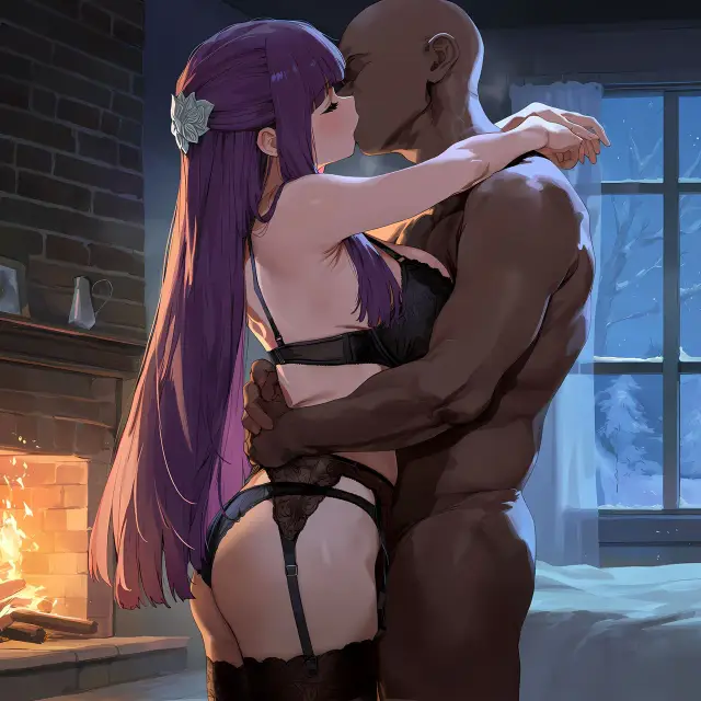 Fern — Sousou no Frieren, planche 39. garter belt, lingerie, sole female, stockings, bald, dark skin