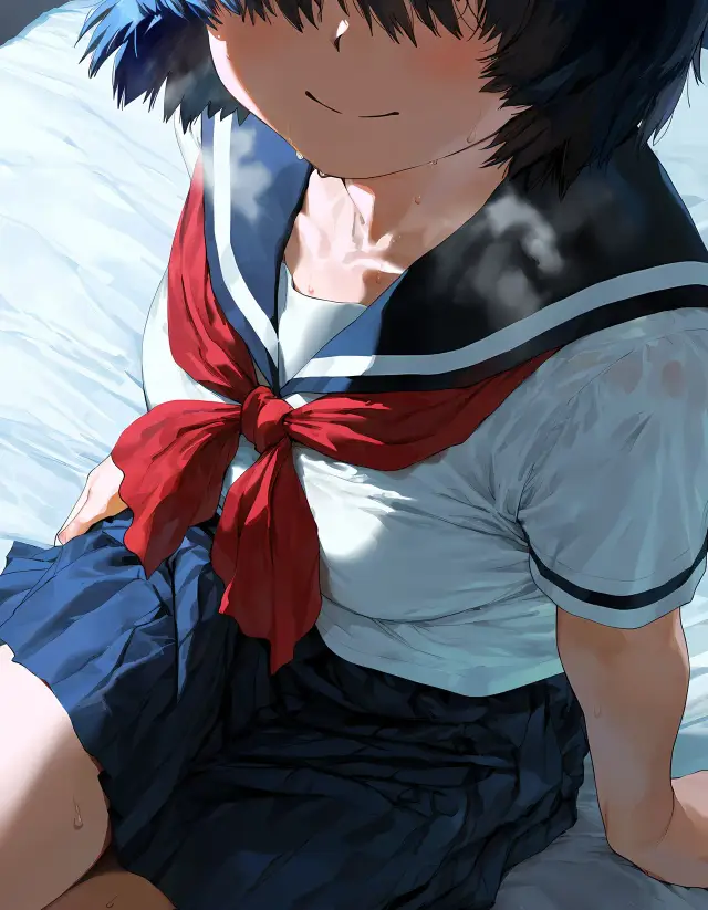 Mikoto Urabe — Nazo no Kanojo X, planche 3. eye-covering bang, bbm, dark skin, dilf