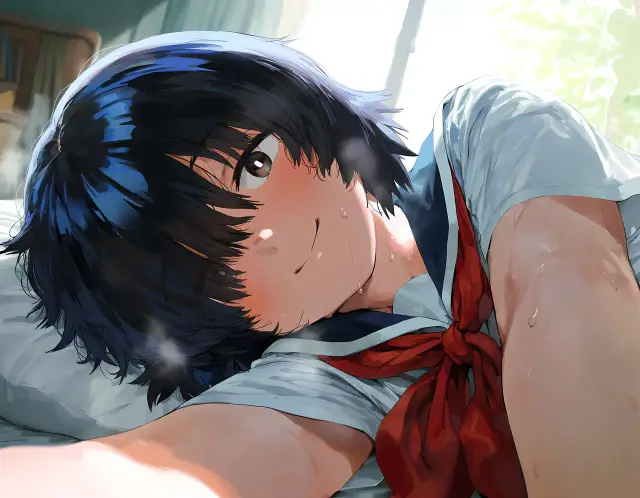 Mikoto Urabe — Nazo no Kanojo X, planche 6. eye-covering bang, bbm, dark skin, dilf