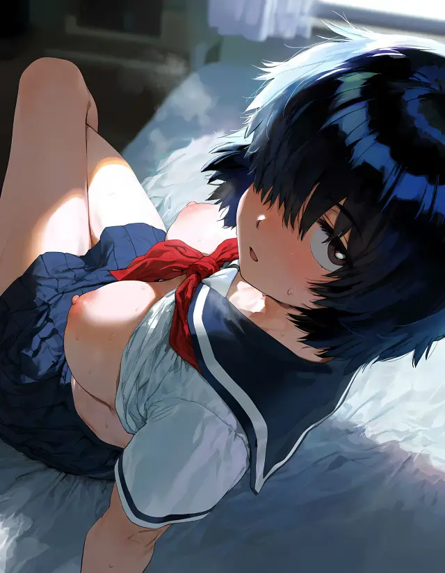Mikoto Urabe — Nazo no Kanojo X, planche 10. eye-covering bang, bbm, dark skin, dilf