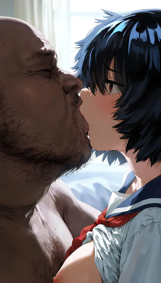 Mikoto Urabe — Nazo no Kanojo X, planche 25. eye-covering bang, bbm, dark skin, dilf