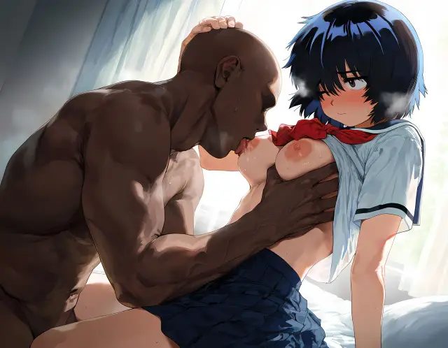 Mikoto Urabe — Nazo no Kanojo X, planche 79. eye-covering bang, bbm, dark skin, dilf