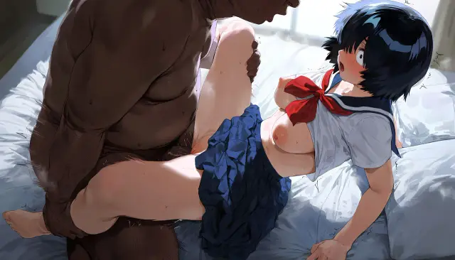 Mikoto Urabe — Nazo no Kanojo X, planche 158. eye-covering bang, bbm, dark skin, dilf