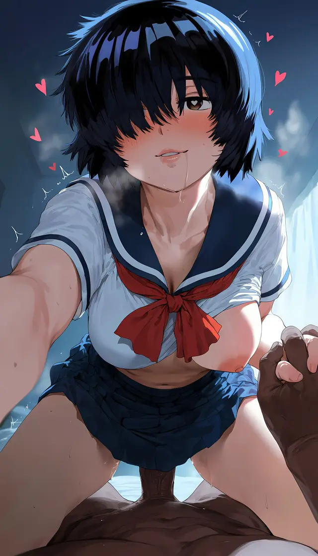 Mikoto Urabe — Nazo no Kanojo X, planche 173. eye-covering bang, bbm, dark skin, dilf