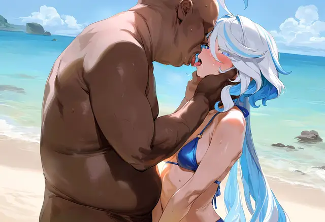 Focalors — Genshin Impact, planche 14. bikini, nakadashi, sole female, swimsuit, beach, bald