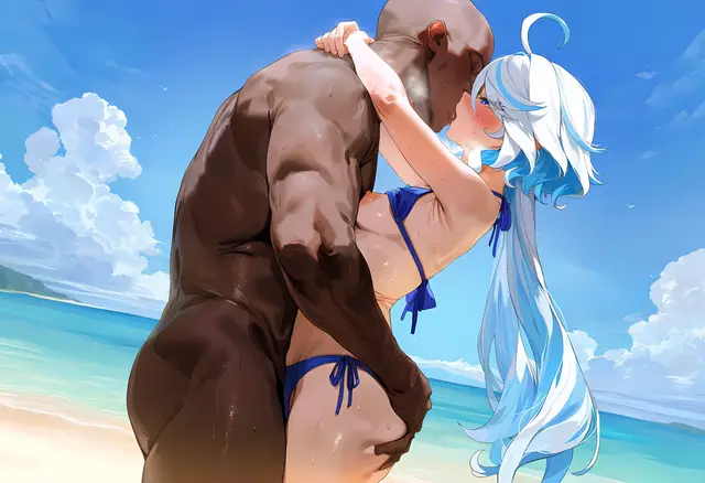 Focalors — Genshin Impact, planche 16. bikini, nakadashi, sole female, swimsuit, beach, bald