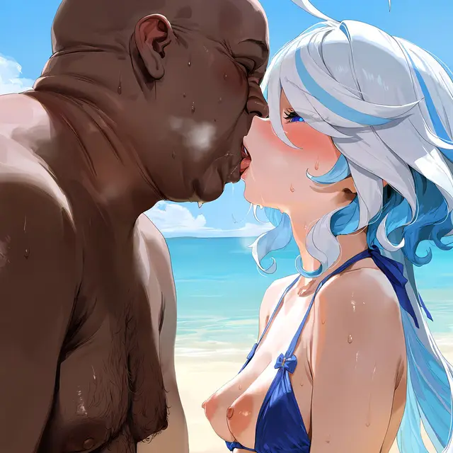 Focalors — Genshin Impact, planche 17. bikini, nakadashi, sole female, swimsuit, beach, bald