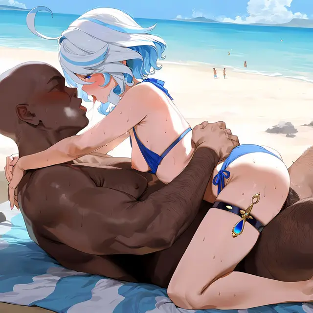 Focalors — Genshin Impact, planche 19. bikini, nakadashi, sole female, swimsuit, beach, bald