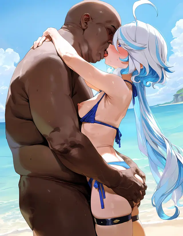Focalors — Genshin Impact, planche 24. bikini, nakadashi, sole female, swimsuit, beach, bald