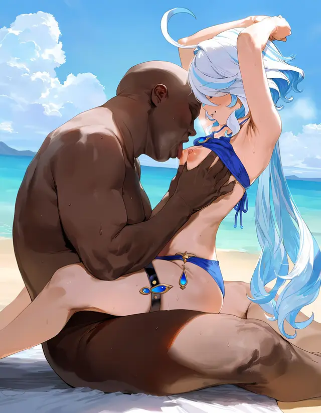 Focalors — Genshin Impact, planche 40. bikini, nakadashi, sole female, swimsuit, beach, bald