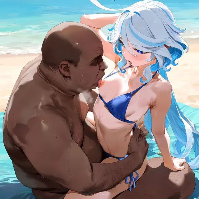 Focalors — Genshin Impact, planche 42. bikini, nakadashi, sole female, swimsuit, beach, bald