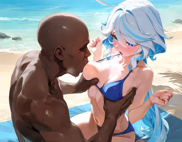 Focalors — Genshin Impact, planche 44. bikini, nakadashi, sole female, swimsuit, beach, bald