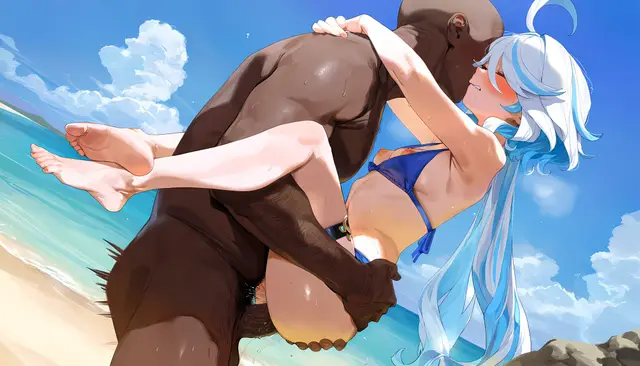 Focalors — Genshin Impact, planche 91. bikini, nakadashi, sole female, swimsuit, beach, bald