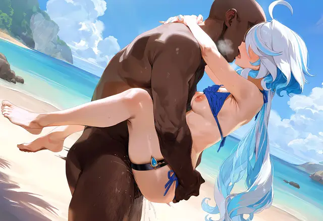 Focalors — Genshin Impact, planche 95. bikini, nakadashi, sole female, swimsuit, beach, bald