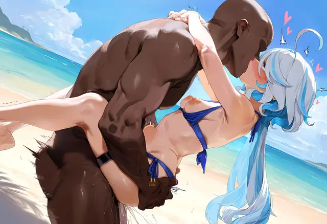 Focalors — Genshin Impact, planche 96. bikini, nakadashi, sole female, swimsuit, beach, bald