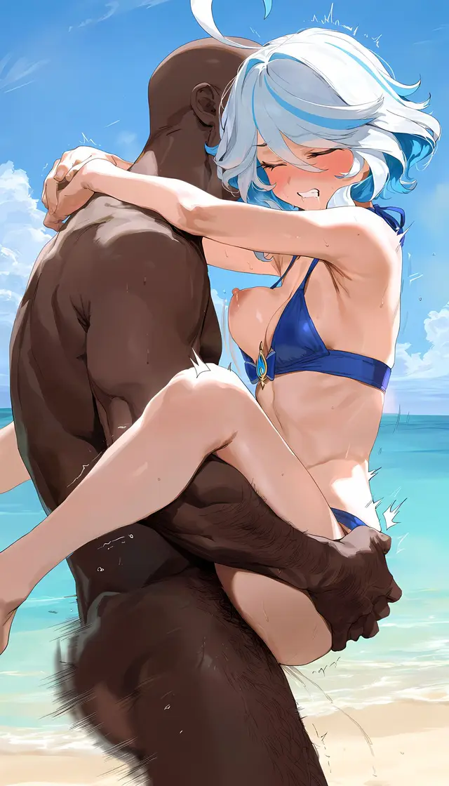 Focalors — Genshin Impact, planche 98. bikini, nakadashi, sole female, swimsuit, beach, bald