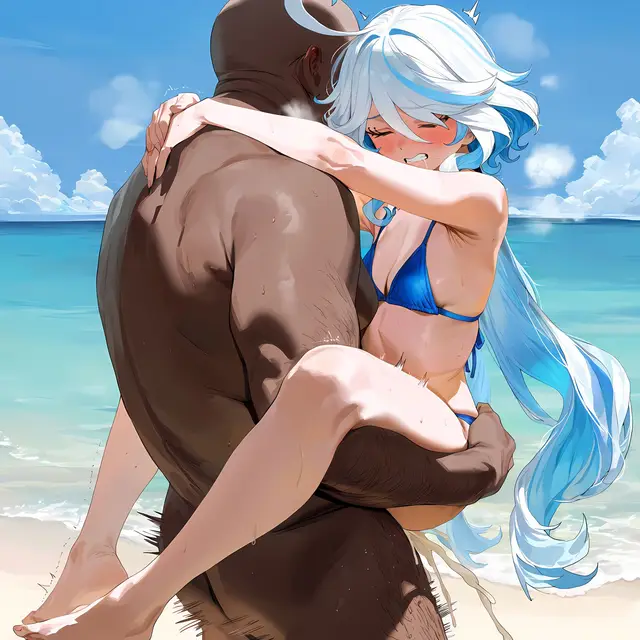 Focalors — Genshin Impact, planche 99. bikini, nakadashi, sole female, swimsuit, beach, bald