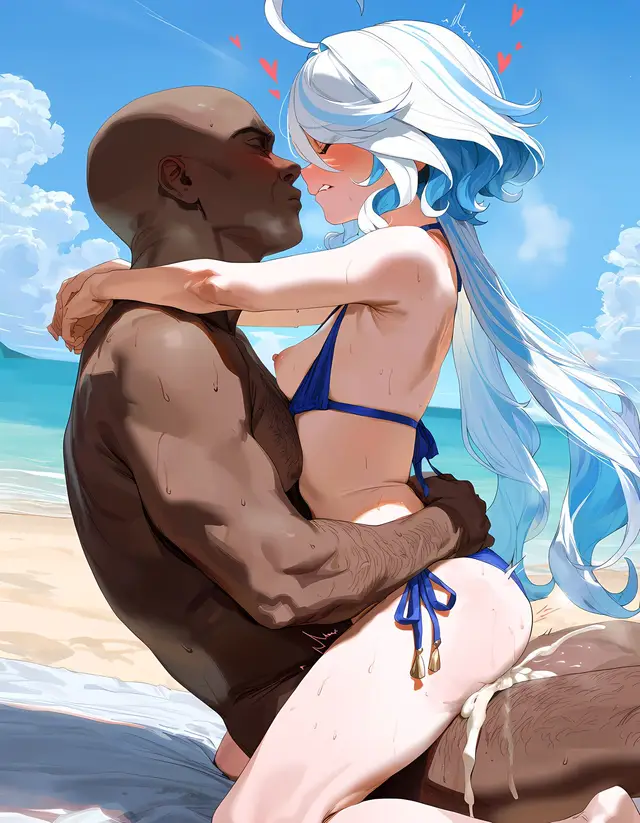 Focalors — Genshin Impact, planche 145. bikini, nakadashi, sole female, swimsuit, beach, bald