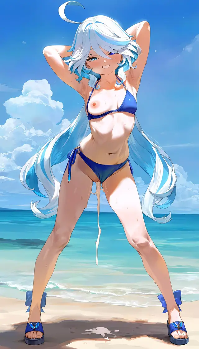 Focalors — Genshin Impact, planche 170. bikini, nakadashi, sole female, swimsuit, beach, bald