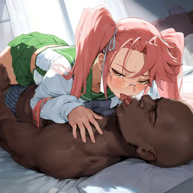 Saya Takagi — Highschool of the Dead, planche 7. glasses, twintails, dark skin