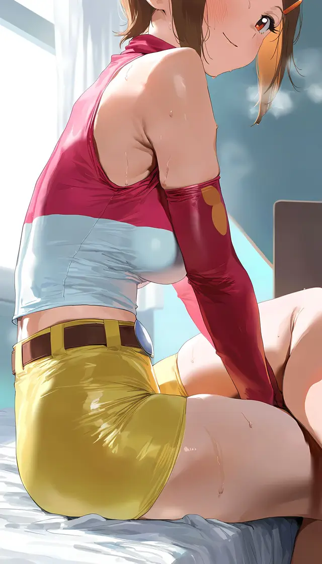 Kari Kamiya, planche 4. ahegao, blowjob, gloves, hotpants, nakadashi, sole female