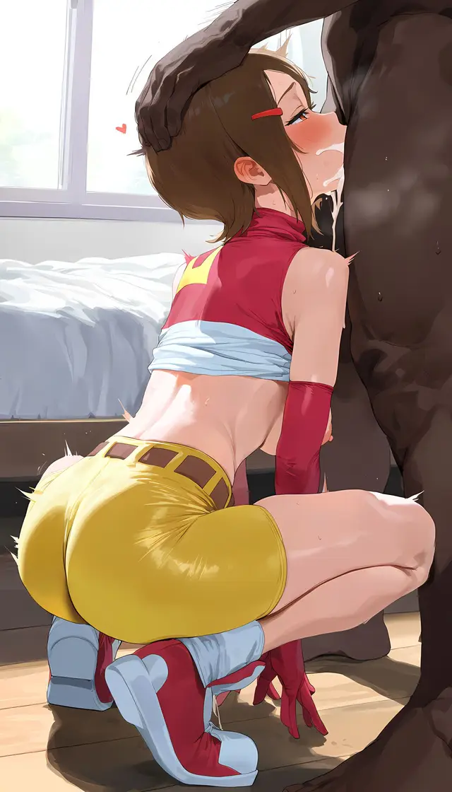 Kari Kamiya, planche 49. ahegao, blowjob, gloves, hotpants, nakadashi, sole female