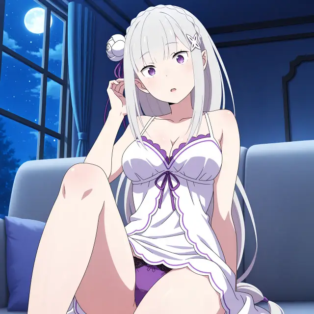 Emilia — Re Zero Kara Hajimeru Isekai Seikatsu, planche 32. ahegao, anal, big ass, big breasts, blowjob, elf