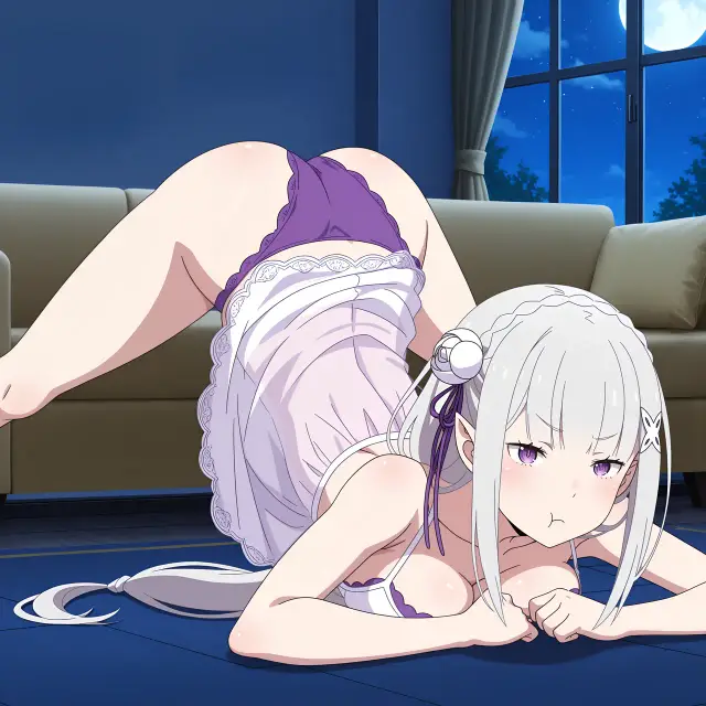 Emilia — Re Zero Kara Hajimeru Isekai Seikatsu, planche 46. ahegao, anal, big ass, big breasts, blowjob, elf
