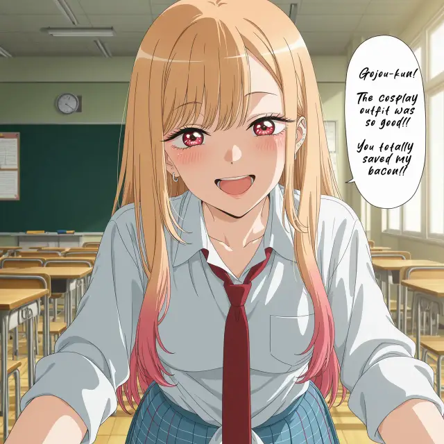 Marin Kitagawa, Wakana Gojou — Sono Bisque Doll Wa Koi O Suru, planche 1. schoolgirl uniform, sole female, classroom, schoolboy uniform, sole male