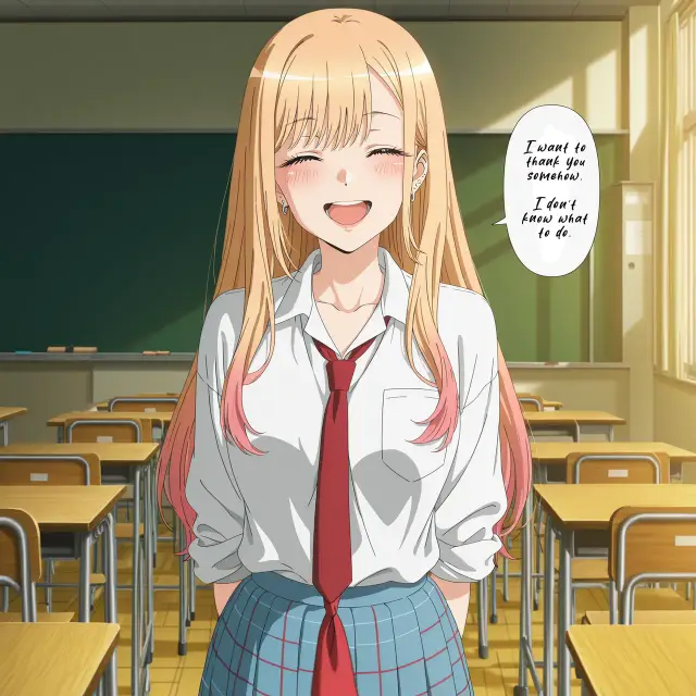 Marin Kitagawa, Wakana Gojou — Sono Bisque Doll Wa Koi O Suru, planche 2. schoolgirl uniform, sole female, classroom, schoolboy uniform, sole male
