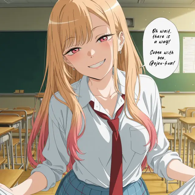 Marin Kitagawa, Wakana Gojou — Sono Bisque Doll Wa Koi O Suru, planche 3. schoolgirl uniform, sole female, classroom, schoolboy uniform, sole male