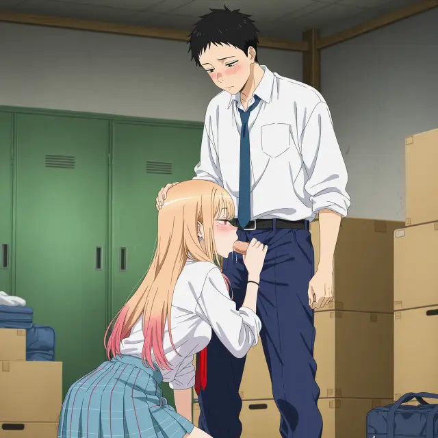 Marin Kitagawa, Wakana Gojou — Sono Bisque Doll Wa Koi O Suru, planche 4. schoolgirl uniform, sole female, classroom, schoolboy uniform, sole male
