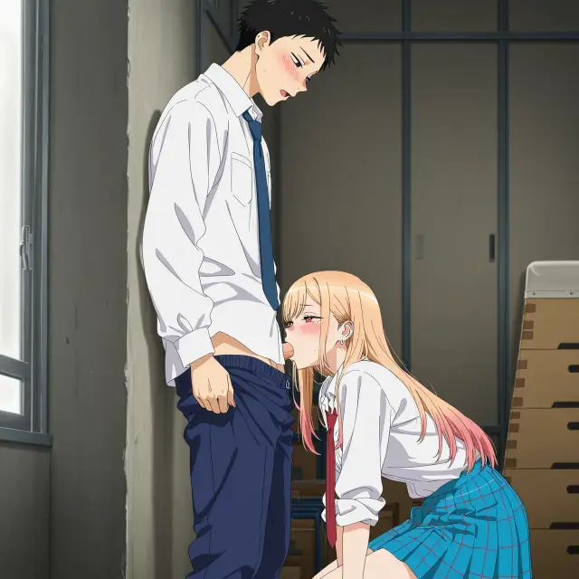 Marin Kitagawa, Wakana Gojou — Sono Bisque Doll Wa Koi O Suru, planche 8. schoolgirl uniform, sole female, classroom, schoolboy uniform, sole male