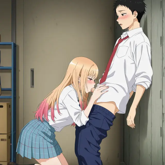 Marin Kitagawa, Wakana Gojou — Sono Bisque Doll Wa Koi O Suru, planche 9. schoolgirl uniform, sole female, classroom, schoolboy uniform, sole male