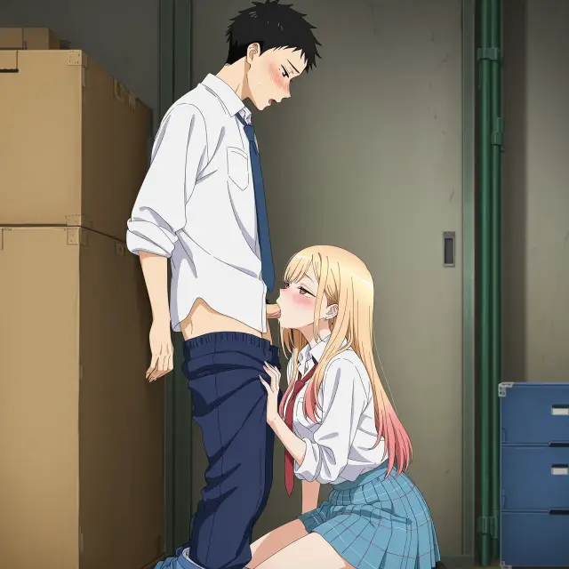 Marin Kitagawa, Wakana Gojou — Sono Bisque Doll Wa Koi O Suru, planche 10. schoolgirl uniform, sole female, classroom, schoolboy uniform, sole male