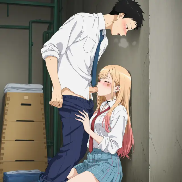 Marin Kitagawa, Wakana Gojou — Sono Bisque Doll Wa Koi O Suru, planche 13. schoolgirl uniform, sole female, classroom, schoolboy uniform, sole male