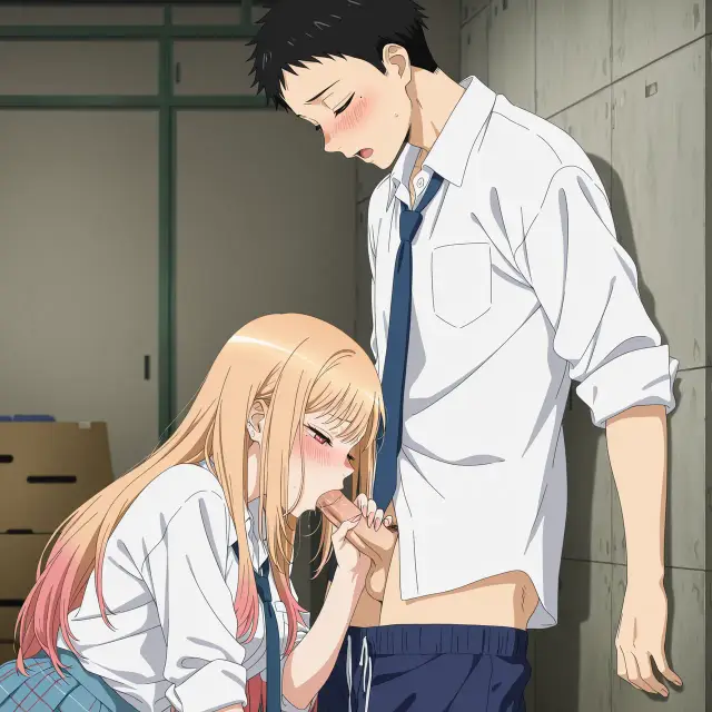 Marin Kitagawa, Wakana Gojou — Sono Bisque Doll Wa Koi O Suru, planche 14. schoolgirl uniform, sole female, classroom, schoolboy uniform, sole male