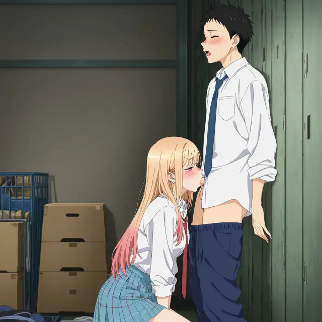 Marin Kitagawa, Wakana Gojou — Sono Bisque Doll Wa Koi O Suru, planche 16. schoolgirl uniform, sole female, classroom, schoolboy uniform, sole male