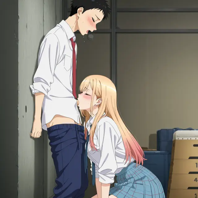 Marin Kitagawa, Wakana Gojou — Sono Bisque Doll Wa Koi O Suru, planche 18. schoolgirl uniform, sole female, classroom, schoolboy uniform, sole male