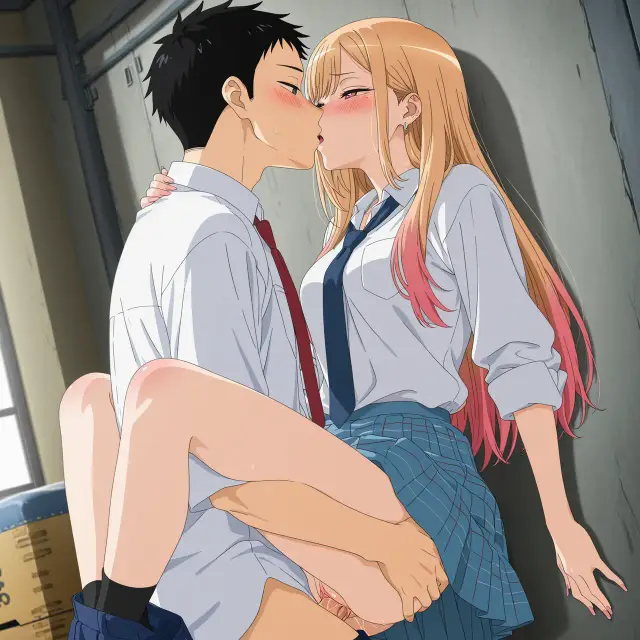 Marin Kitagawa, Wakana Gojou — Sono Bisque Doll Wa Koi O Suru, planche 70. schoolgirl uniform, sole female, classroom, schoolboy uniform, sole male