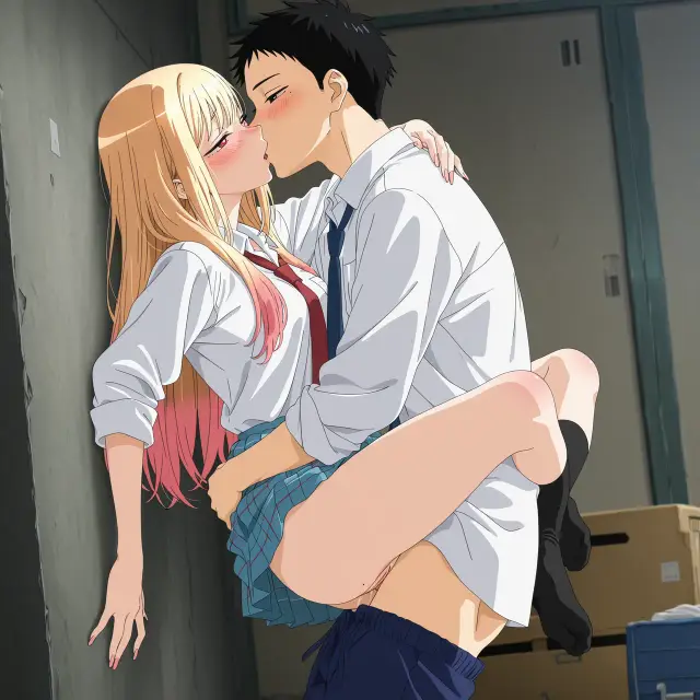 Marin Kitagawa, Wakana Gojou — Sono Bisque Doll Wa Koi O Suru, planche 71. schoolgirl uniform, sole female, classroom, schoolboy uniform, sole male