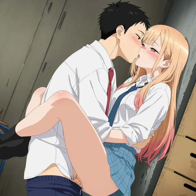 Marin Kitagawa, Wakana Gojou — Sono Bisque Doll Wa Koi O Suru, planche 72. schoolgirl uniform, sole female, classroom, schoolboy uniform, sole male