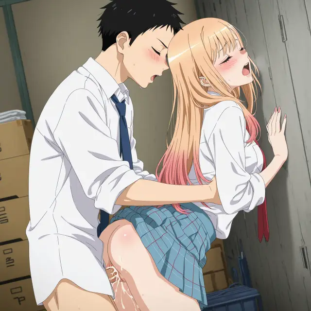 Marin Kitagawa, Wakana Gojou — Sono Bisque Doll Wa Koi O Suru, planche 110. schoolgirl uniform, sole female, classroom, schoolboy uniform, sole male