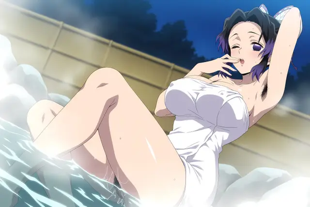 Shinobu Kochou, Tanjirou Kamado — Kimetsu no Yaiba, planche 32. hairy, hairy armpits, onsen