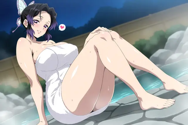 Shinobu Kochou, Tanjirou Kamado — Kimetsu no Yaiba, planche 38. hairy, hairy armpits, onsen