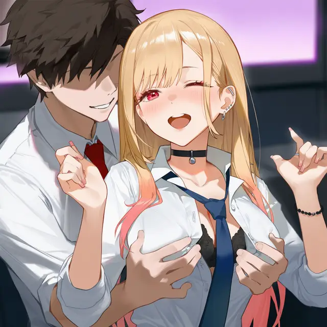 Marin Kitagawa — Sono Bisque Doll Wa Koi O Suru, planche 8. double penetration, drunk, gyaru, schoolgirl uniform, sole female, harem